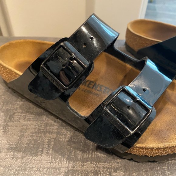 Birkenstock Arizona Sandals in Black Patent Leather - Birko-Flor - Picture 7 of 10